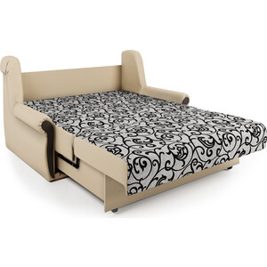 Диван-кровать Шарм-Дизайн Аккорд М 140 экокожа беж и узоры