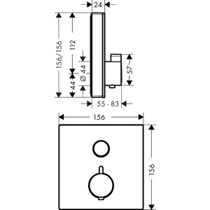Термостат для душа Hansgrohe ShowerSelect Glass с механизмом, белый/хром (15737400, 1800180)