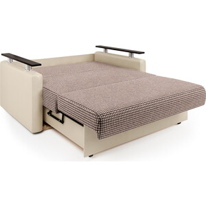 Диван-кровать Шарм-Дизайн Шарм 100 Корфу коричневый и экокожа беж