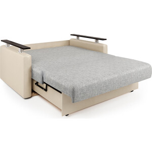 Диван-кровать Шарм-Дизайн Шарм 100 экокожа беж и серый шенилл