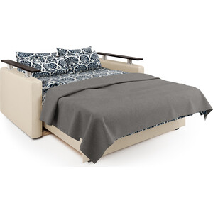 Диван-кровать Шарм-Дизайн Шарм 100 экокожа беж и серый шенилл