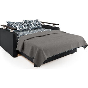 Диван-кровать Шарм-Дизайн Шарм 140 серая рогожка и черная экокожа