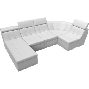 П-образный модульный диван Лига Диванов Холидей Люкс экокожа белый