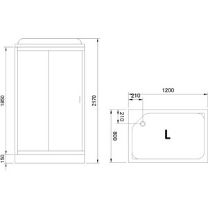 Душевая кабина Royal Bath НР 120x80x217 стекло черное/прозрачное, левая (RB8120HP6-BT-L)