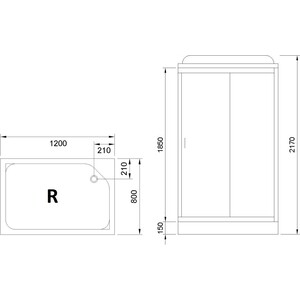 Душевая кабина Royal Bath НР 120x80x217 стекло черное/прозрачное, правая (RB8120HP6-BT-R)