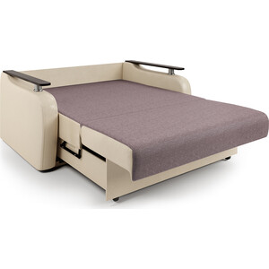 Диван-кровать Шарм-Дизайн Гранд Д 120 рогожка латте и экокожа беж
