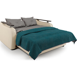 Диван-кровать Шарм-Дизайн Гранд Д 120 рогожка латте и экокожа беж
