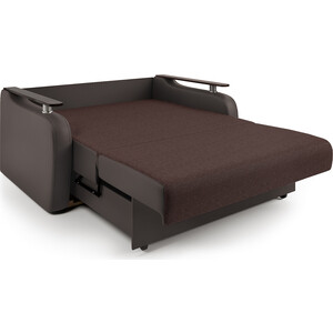 Диван-кровать Шарм-Дизайн Гранд Д 120 рогожка шоколад и экокожа шоколад