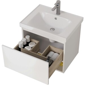 Мебель для ванной Dreja Perfecto 60 с ящиком, дуб эврика/белый глянец