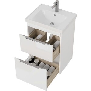 Мебель для ванной Dreja Prime 60 подвесная, с ящиками, белый глянец