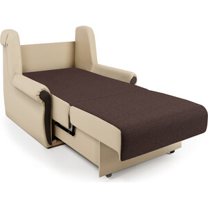 Кресло-кровать Шарм-Дизайн Аккорд М рогожка шоколад и экокожа беж