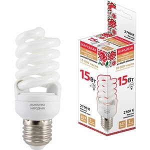Лампа TDM ELECTRIC люминесцентная нл - FST2 - 15 Вт - 2700 К - Е 27 (42x102 мм)