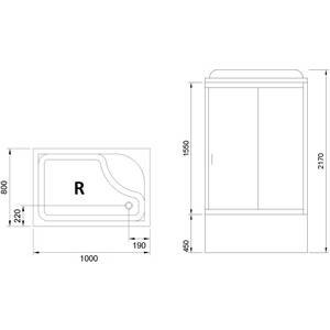 Душевая кабина Royal Bath BP 100x80 правая, стекло белое/рифленое (RB8100BP5-WC-CH-R)
