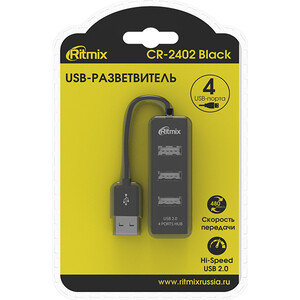 USB-разветвитель Ritmix CR-2402 black