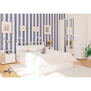 Комплект мебели СВК Камелия спальня № 1 кровать 140х200, две тумбы, шкаф 160, белый (1022180)