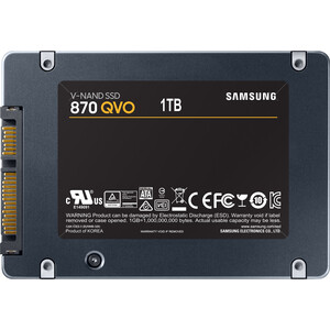 SSD накопитель Samsung 1TB 870 QVO, V-NAND, 2.5", SATA III, [R/W - 520/550 MB/s]