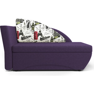 Кушетка Шарм-Дизайн Трио левый Париж и рогожка фиолетовый