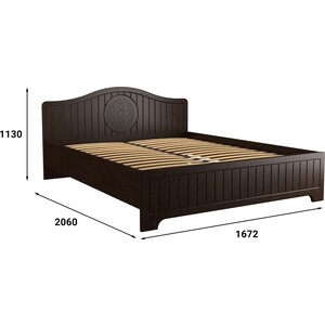 Кровать с ламелями и опорами Compass Монблан МБ-603К 200x160 орех шоколадный