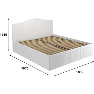 Кровать с ламелями и подъемным механизмом Compass Монблан МБ-607К 190x180 белое дерево