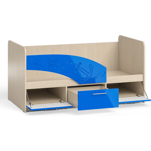 Кровать детская СВК Капитан 1,6Л 80х160 левая, дуб атланта/синий глянец (1020984)