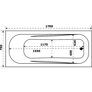 Акриловая ванна BAS Толедо 170х75 с каркасом, фронтальная панель (В 00035, Э 00035)