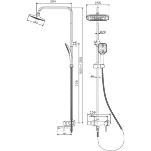 Душевая система Solone JIK с верхним душем и ручной лейкой (JIK16-B102-A)