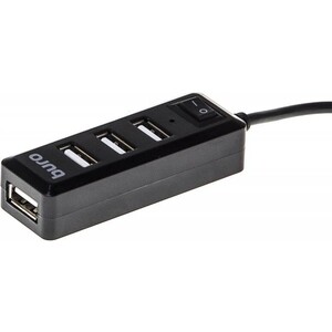 Разветвитель USB Buro BU-HUB4-0.5L-U2.0 4порт. черный