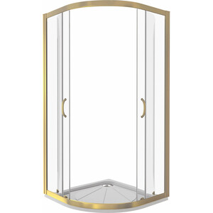 Душевой уголок Good Door Jazz R 100x100 с поддоном, прозрачный, золото