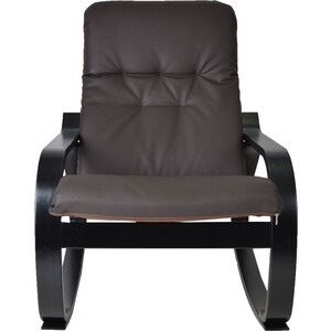 Кресло-качалка Мебелик Сайма экокожа шоколад, каркас венге структура (П0004568)