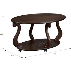 Стол журнальный Мебелик Овация (М) на колесах темно-коричневый (П0004857)