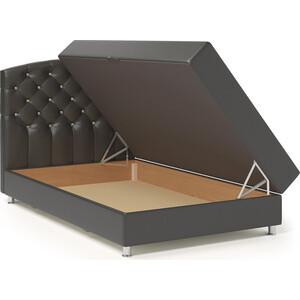 Кровать Шарм-Дизайн Премиум Люкс 140 рогожка латте и экокожа шоколад