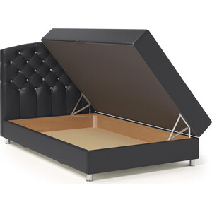 Кровать Шарм-Дизайн Премиум Люкс 140 серая рогожка и черная экокожа