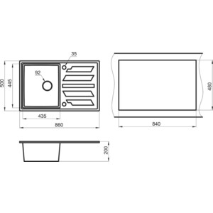 Кухонная мойка и смеситель Granula GR-8601, GR-2015 графит