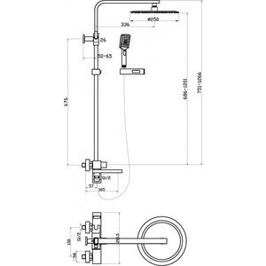 Душевая система BelBagno Luce со смесителем и изливом, золото (LUC-VSCM-ORO)