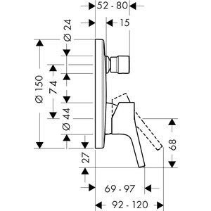Смеситель для ванны Hansgrohe Talis S с механизмом, хром (72406000, 1800180)