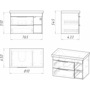 Мебель для ванной Grossman Форта 80х45 дуб галифакс