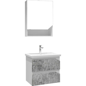 Мебель для ванной Grossman Инлайн 60х40 белая/бетон