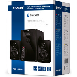 Акустическая система Sven MS-2250, черный, 2.1, мощность (RMS): 50 Вт + 2x15 Вт, SD/USB, FM - радио, LED - дисплей, пульт ДУ, Bluetooth (SV-016722)