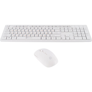 Комплект (клавиатура+мышь) беспроводной Oklick 240M клавиатура:белый, мышь:белый USB беспроводная slim Multimedia (1091258)