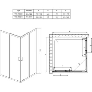 Душевой уголок Vincea Rapid VSS-3R 90х90 с поддоном прозрачный, хром