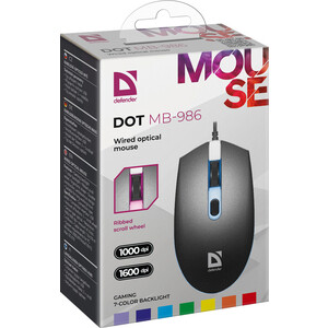 Мышь Defender Проводная оптическая Dot MB-986 7 цветов, 4D, 1000/1600dpi (52986)