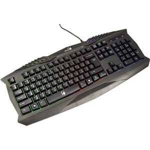 Клавиатура проводная Genius игровая Scorpion K220, USB, 104 клавиши, с цифровым блоком, 9 горячих кнопок, влагозащищенная, тонкие кла (31310475112)