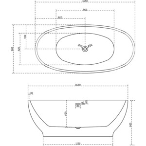 Акриловая ванна Abber 165х80 на каркасе, слив-перелив, черная (AB9207MB)