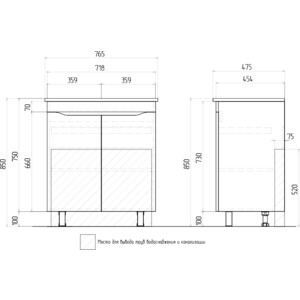 Мебель для ванной VIGO Grani 750-2-0 белая