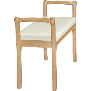 Скамья для прихожей Мебелик с подлокотниками мягкая, экокожа крем, каркас бук (П0005680)
