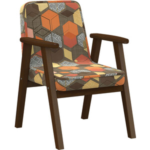 Кресло Мебелик Ретро ткань геометрия коричневый, каркас орех (П0005655)