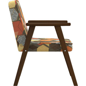 Кресло Мебелик Ретро ткань геометрия коричневый, каркас орех (П0005655)