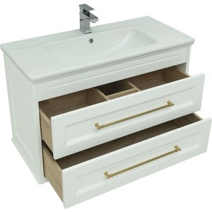 Мебель для ванной Aquanet Бостон М 100 белая матовая, ручки золото