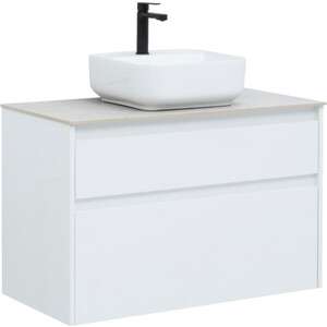 Мебель для ванной Aquanet Nova Lite 90 два ящика, белый глянец/серая