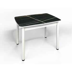 Обеденный комплект Бител Флорида стол СМ-3 ножки сталь прямые белые/серебро, четыре стула Волна серебро/Умбер (BTL10000552)